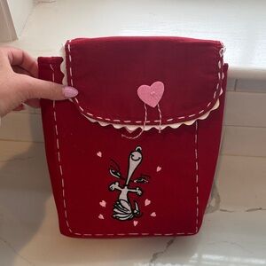 Pottery barn kids- Red Embroidered snoopy Bag